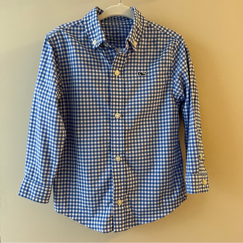 Vineyard Vines Toddler Performance Blue Gingham Shirt